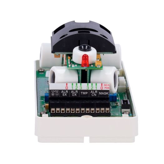 DV-MOSKITO-F, Duevi žičani vanjski detektor, Dvostruki PIR sa svake strane i dvostruki PIR s prednje strane