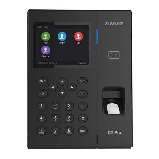 C2PRO-DUAL, Kontrola pristupa i evidencija radnog vremena & Prisutnost, Otisak prsta, EM/MF kartica i PIN