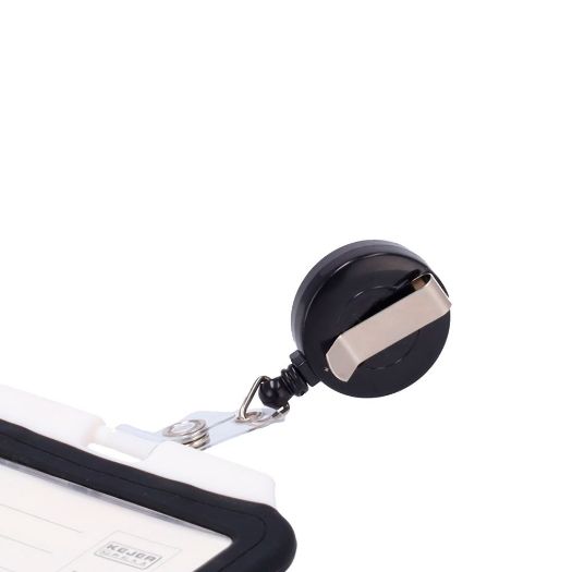 CARD-HOLDER-CLIP-BLACK, Vlasnici kartica, Uvlačivi kabel i kopča