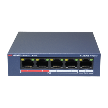 DS-3E0105P-E/M(B) Hikvision Desktop Switch   4 PoE ports + 1 Uplink port (RJ45) 