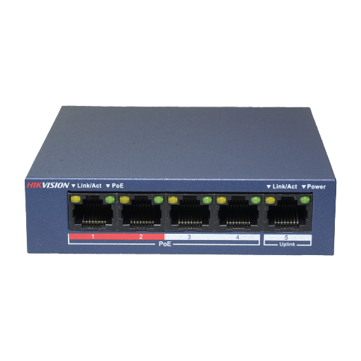 DS-3E0105P-E/M(B) Hikvision Desktop Switch   4 PoE ports + 1 Uplink port (RJ45) 