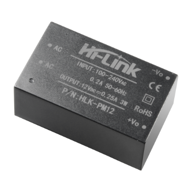 DC12025 Electronic power supply   12 V / 250 mA   Reduced dimensions   Dimensions 34 (H) x 15 (W) x 20 (D) mm 