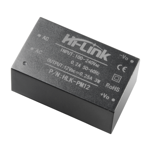 DC12025 Electronic power supply   12 V / 250 mA   Reduced dimensions   Dimensions 34 (H) x 15 (W) x 20 (D) mm 