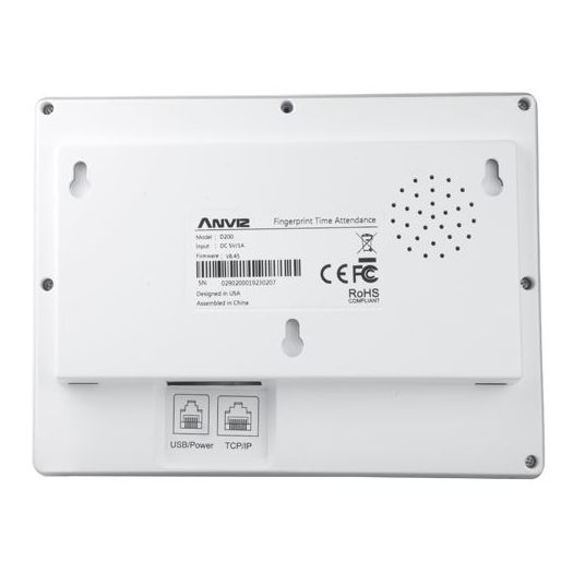 D200, Kontrola vremena i prisutnosti, Otisak prsta i PIN, 2.000 korisnika | 50.000 zapisa