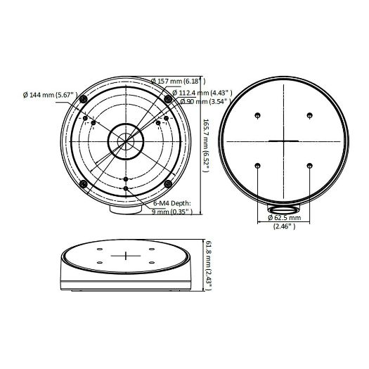 DS-1281ZJ-M(Black), Razvodna kutija, Za kupolaste kamere, Pogodno za vanjsku upotrebu