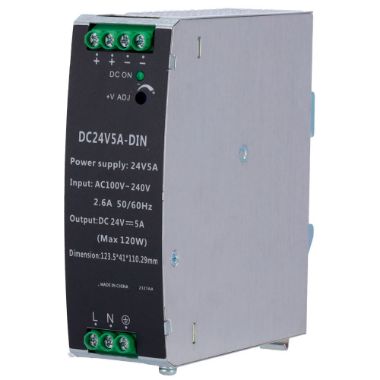 DC24V5A-DIN, Preklopno napajanje, DC izlaz 24V 5A / 120W, 2 izlaza
