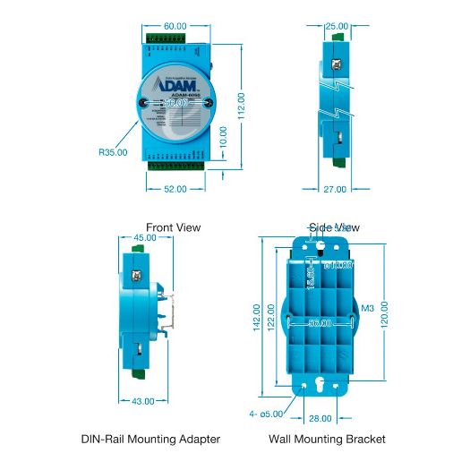 ADAM-6251-B, Modul za prikupljanje podataka i upravljanje, 16 digitalnih ulaza, Protokoli: Modbus/TCP, TCP/IP, UDP, HTTP, ...