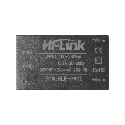 DC12025 Electronic power supply   12 V / 250 mA   Reduced dimensions   Dimensions 34 (H) x 15 (W) x 20 (D) mm 