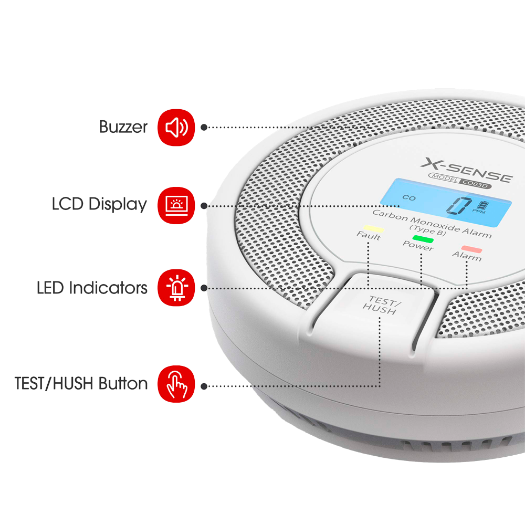 CO03D X Sense Standalone Carbon Monoxide Alarm   Replaceable battery   Alarm indicator light 