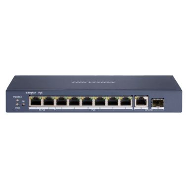DS-3E0510HP-E, Hikvision Hi, PoE prekidač, 8 PoE portova + 1 Uzlazna veza RJ45 + 1 SFP Uzlazna veza