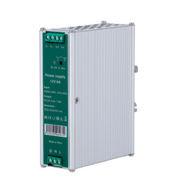 DC12V6A-DIN Switching Power Supply   DC Output 12V 6.3A / 75W   Input voltage AC100V