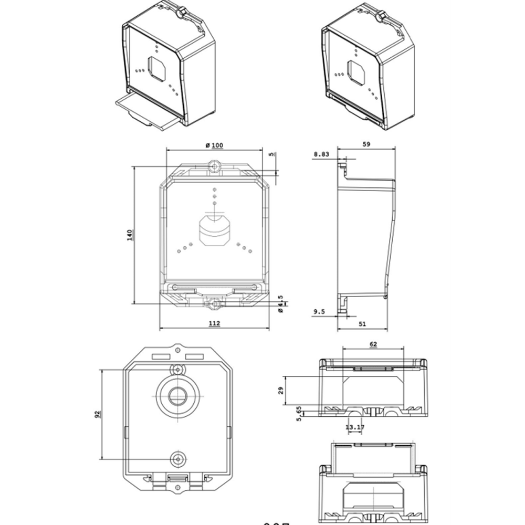 CBOX-JET-703-W Junction box   For dome cameras   Suitable for outdoor use 