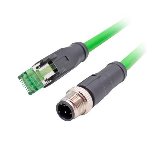 CON-M12-RJ45, Adapter za muški na muški M12 konektor RJ45, Ethernet, Posebno za zrakoplovstvo