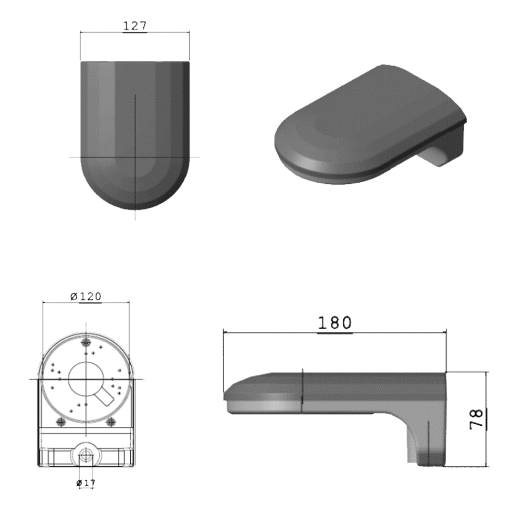 CBOX-DM-115 Wall bracket for Dome camera   White colour   Made of plastic 