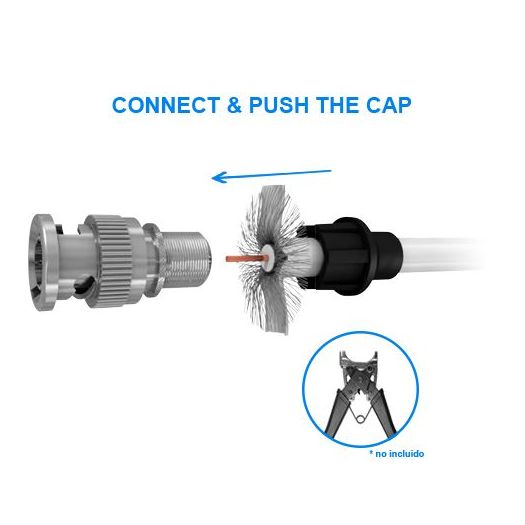 CON100-CAP, Muški BNC konektor, Jednostavan, Brzo, Višekratno upotrebljivo, Reciklira se, Univerzalna kompatibilnost s mikrokoaksijalnim i RG59 kabelima