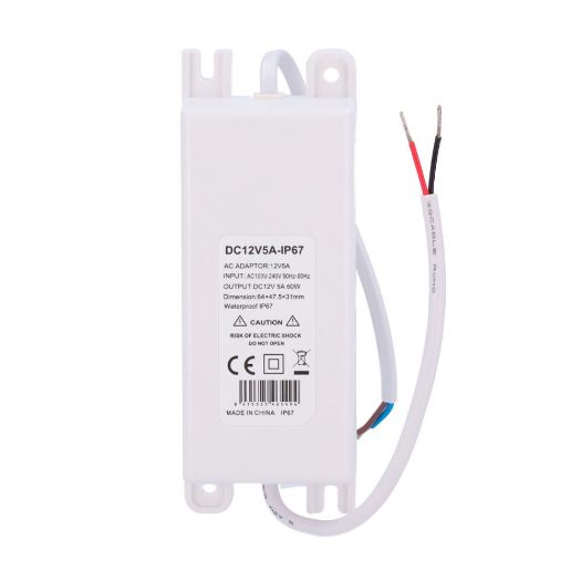 DC12V5A-IP67, Napajanje, Izlaz DC 12 V 5 A, Izlazni napon 230 V 50 Hz, Vodootporno IP67