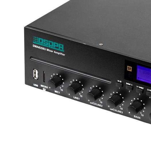 DSPPA-DMA6250U, Mini digitalni mikser, Pojačalo 100V, USB Svirač / FM radio / Bluetooth