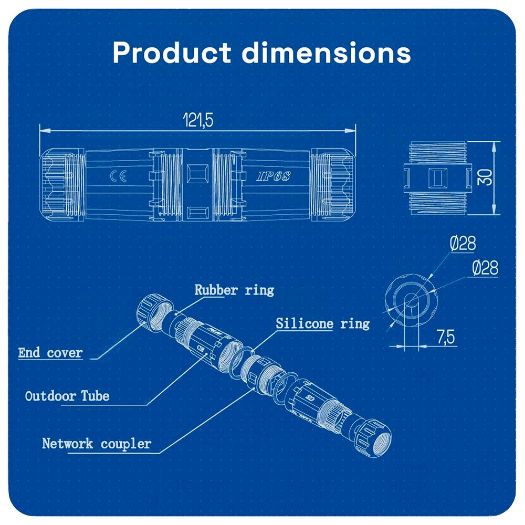 CON-RJ45-GLAND-W-BLACK, Konektor s industrijskim priključkom, Ulazni konektor RJ45