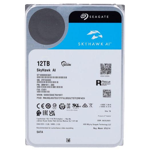 HD12TB-S-AI, Seagate Skyhawk AI tvrdi disk, Kapacitet 12 TB, SATA sučelje 6 GB/s