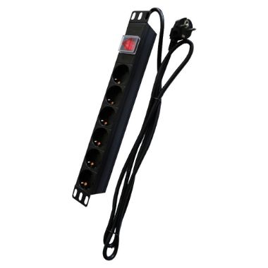 PDU-6P1U-SWITCH, Produžna traka, Format za ugradnju u rack 1U, 6 izlaza do 250VAC / 16 A maks.