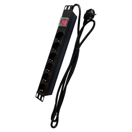 PDU-6P1U-SWITCH, Produžna traka, Format za ugradnju u rack 1U, 6 izlaza do 250VAC / 16 A maks.