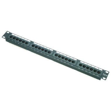 PP-24 Patch panel of 24 ports UTP/RJ45   Rack mountable   Supports cables up to CAT6 