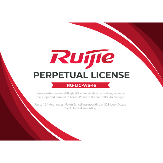 RG-LIC-WS-16 Licenses for Ruijie WS series controllers   Increases the number of manageable PAs 