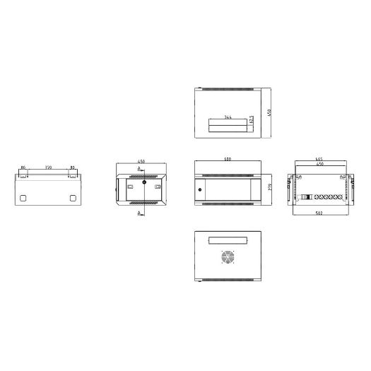 RACK-4U, Zidni ormarić za police, Do 4U rack od 19", Nosivost do 60 kg, S ventilacijom i prolazom za kabel