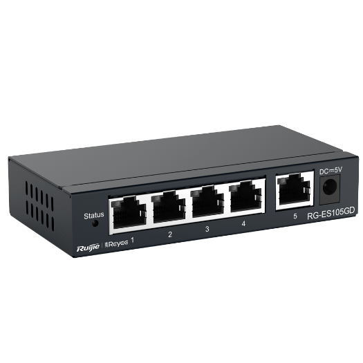 RG-ES105GD Reyee Switch Desktop   Metal Housing   5 ports RJ45   Speed 10/100/1000Mbps 