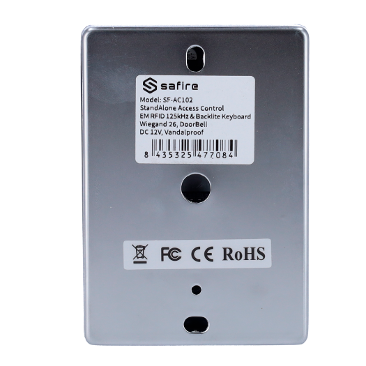 SF-AC102 Standalone access control   EM card and PIN access   Relay, pushbutton and buzzer outputs 
