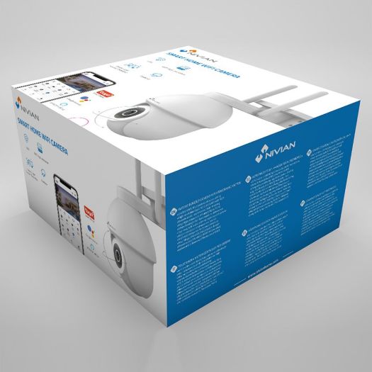 NVS-IPC-0S3, Nivian pametna kamera 2.5K 4MP, Wifi 2.4 GHz | Vanjski IP65, PT pokreta | IR 10 m | Puna boja