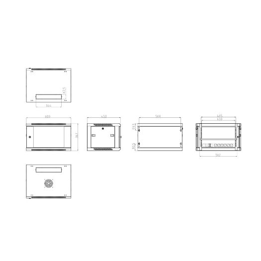 RACK-6UF, Zidni ormarić za police, Do 6U rack od 19", Nosivost do 60 kg