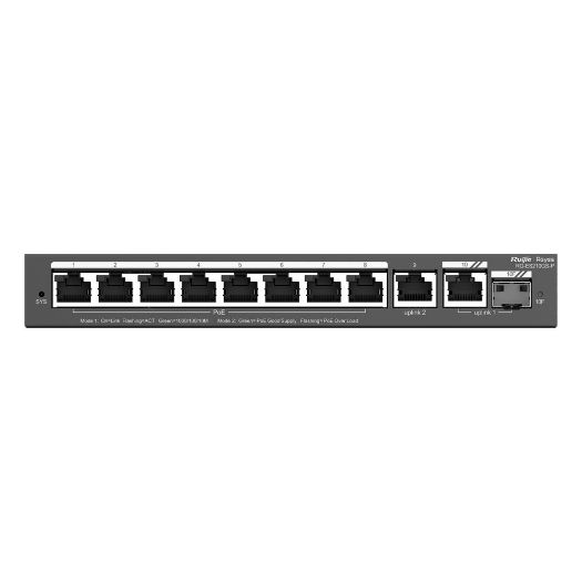 RG-ES210GS-P, Reyee upravljivi PoE preklopnik u oblaku, 8 PoE portova + 2 Uplink RJ45 + 1 SFP Kombinirani