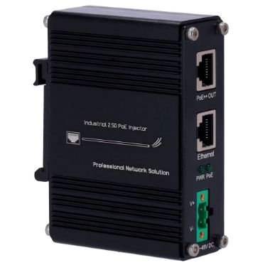 INJ-IPOE-60W-2.5G-DC, Bok, PoE industrijski injektor, Unos RJ45 10/100/1000/2, 5 T