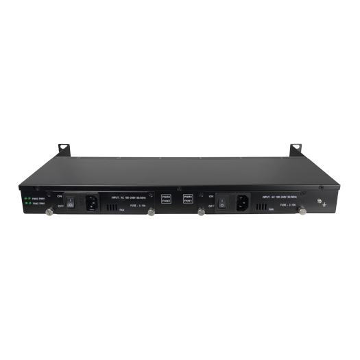 RACK-1U12MC-AC220D Metallic chassis   For racking up to:   12 Media Converters 