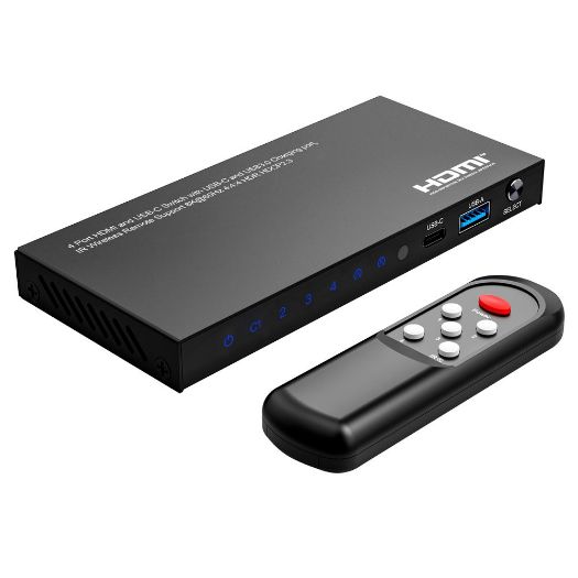 HDMI-SW-4x1-8K60, HDMI/USB, C signalni prekidač, Omogućuje 4:1, 3 HDMI ulaza, 1 USB