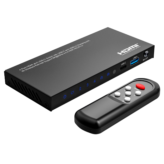 HDMI-SW-4x1-8K60 HDMI Switch   3 HDMI inputs   1 USB C input   1 HDMI output  