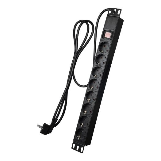 PDU-8P1U-SWITCH, Produžna traka, Format za ugradnju u rack 1U, 8 izlaza do 250VAC / 16 A maks.