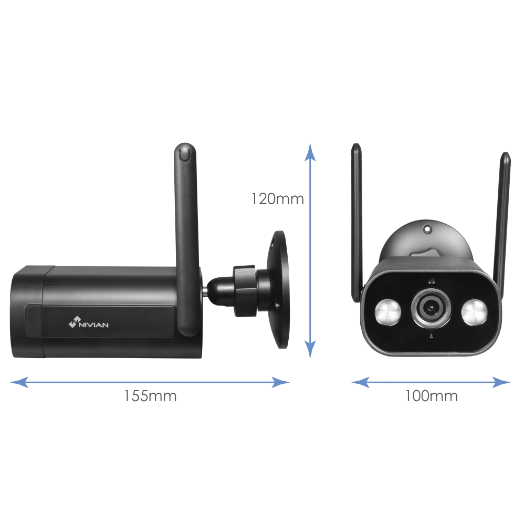 NVS-IPC-02B-L Nivian Smart Camera 2K   Wifi 2.4 GHz   Suitable for outdoor use: IR up to 10 m 