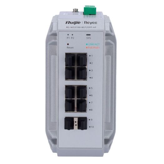 RG-NIS3100-8GT2SFP-HP, Reyee Industrijska sklopka PoE Sloj oblaka 2, 8 PoE+ Gigabitni portovi + 2 SFP Gigabitni portovi