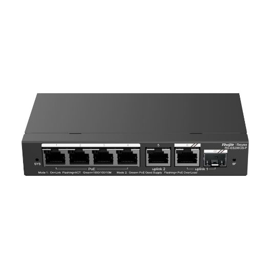 RG-ES206GS-P, Reyee PoE oblačni preklopnik, 4 PoE Portovi + 2 Porta Rj45 + 1 SFP Kombinirani portovi