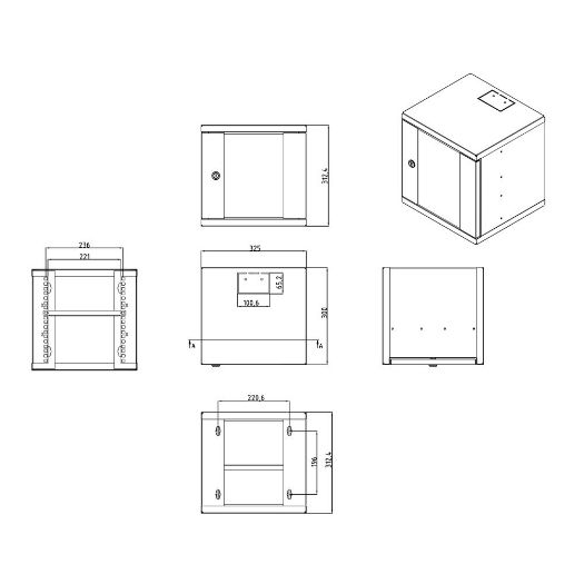 RACK-6U-10INCH, Zidni ormarić za police, Do 6U rack od 10", Do 15 kg opterećenja