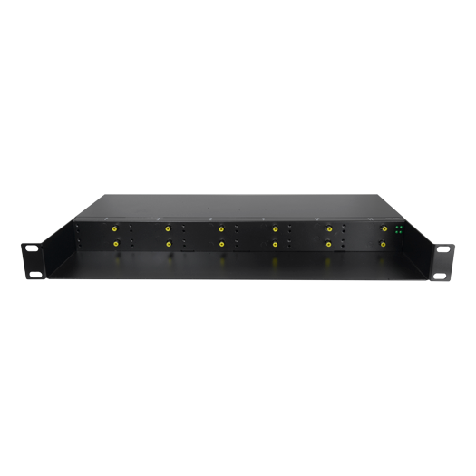 RACK-1U12MC-AC220D Metallic chassis   For racking up to:   12 Media Converters 