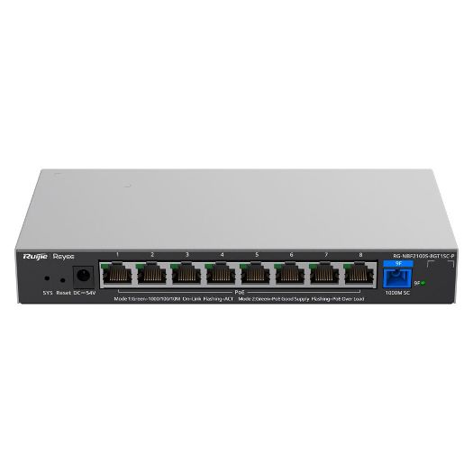 RG-NBF2100S-8GT1SC-P, Reyee E., Lighten Switch PoE Cloud Layer 2, 8 gigabitnih RJ45 portova 802.3af/at