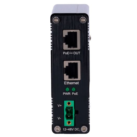 INJ-IPOE-60W-2.5G-DC, Bok, PoE industrijski injektor, Unos RJ45 10/100/1000/2, 5 T