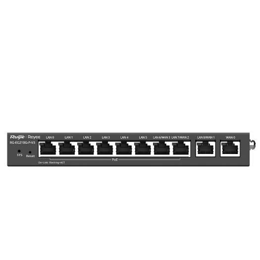 RG-EG210G-P-V3, Reyee usmjerivač PoE kontroler u oblaku, 8 PoE+ Portovi RJ45 GE + 2 Porta RJ45 GE