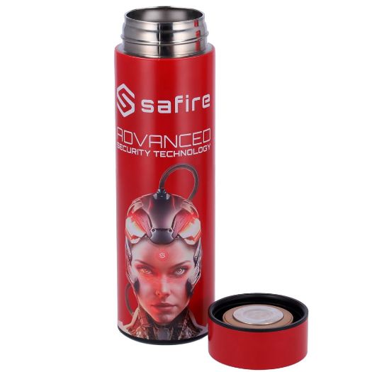 SF-BOTTLE-WOMAN, safir, Boca, Boja: Crvena, Brtveni prsten, Nehrđajući čelik 304