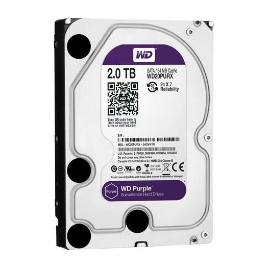 HD2TB, Tvrdi disk, Kapacitet 2 TB, SATA sučelje 6 GB/s, Model WD20PURX