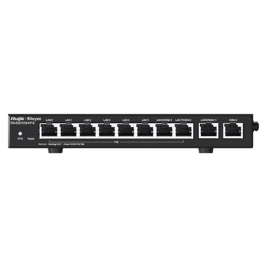 RG-EG310GH-P-E, Reyee usmjerivač PoE kontroler u oblaku, 9 GE LAN portova + 1 GE WAN port