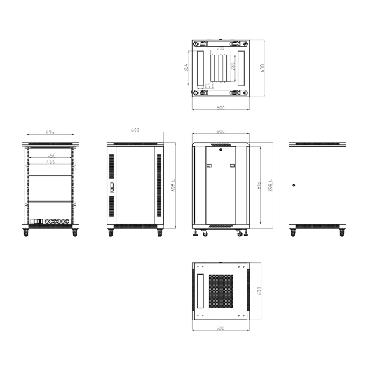 RACK-F18UN Rack floor cabinet   Up to 18U rack of 19"   Up to 800 kg load 